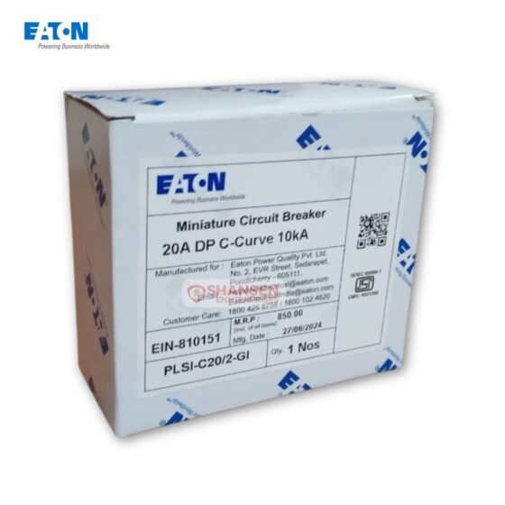 Eaton PLSI C20/2 miniature circuit breaker packaging box on white background