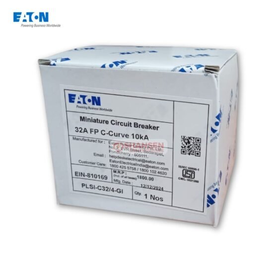 Label on Eaton PLSI‑C32/4‑GI MCB Box – 32A 4-Pole C-Curve Breaker