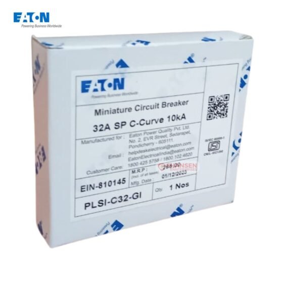 Eaton PLSI-C32-GI miniature circuit breaker retail packaging box with model and specifications label