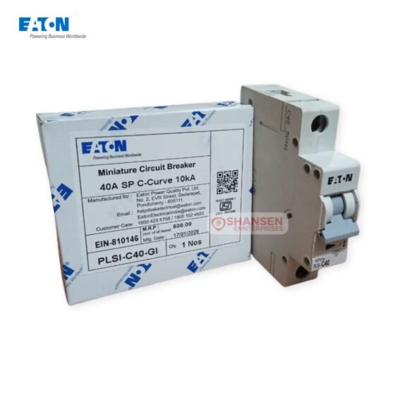 Eaton PLSI C40-GI 40A MCB with original box showing manufacturing and product details