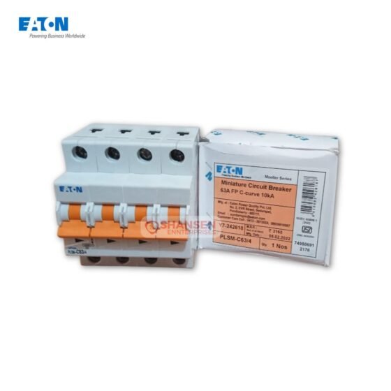 Eaton PLSM-C63/4 63A 4-Pole Type C MCB with product box from Shansen Enterprises