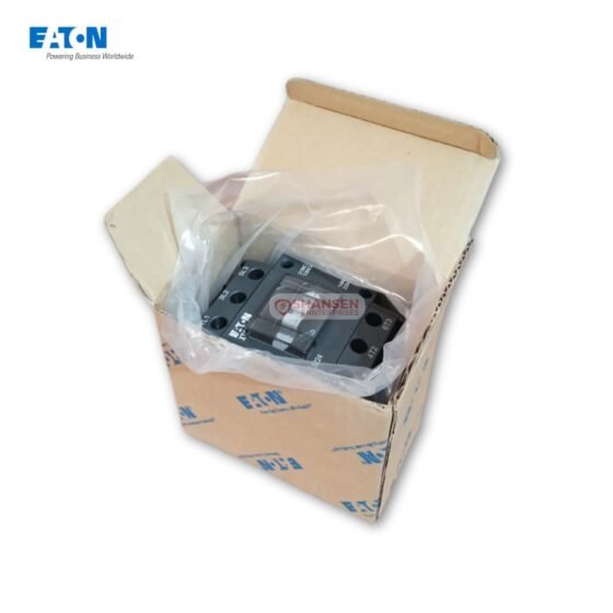 Eaton XTCD65-11 3-Pole Power Contactor visible inside its open brown shipping box