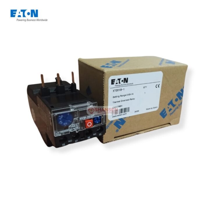 Eaton XTOD18-1 thermal overload relay with original box, model CMD00691, current setting 0.63–1.0 A, supplied by Shansen Enterprises