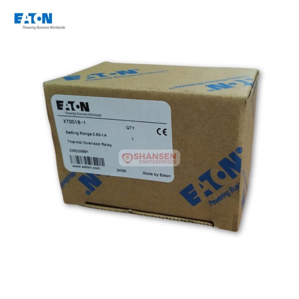 Eaton XTOD18-1 thermal overload relay box with product label CMD00691, supplied by Shansen Enterprises