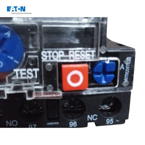 Close-up view of STOP, RESET, and TEST buttons on Eaton XTOD18‑2.5 Thermal Overload Relay – Shansen Enterprises