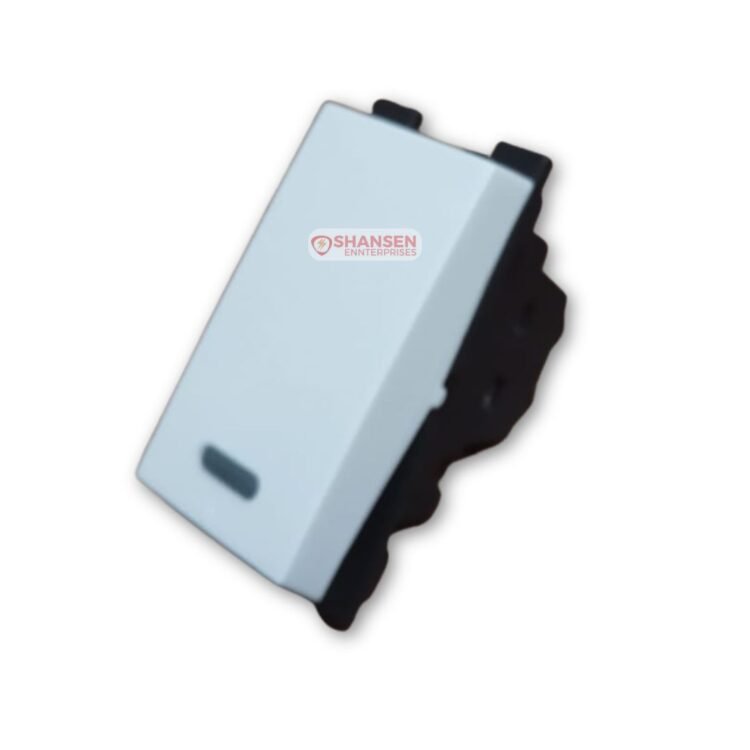 White modular light switch by Leon – Grand Series, IS:3854 certified, available from Shansen Enterprises