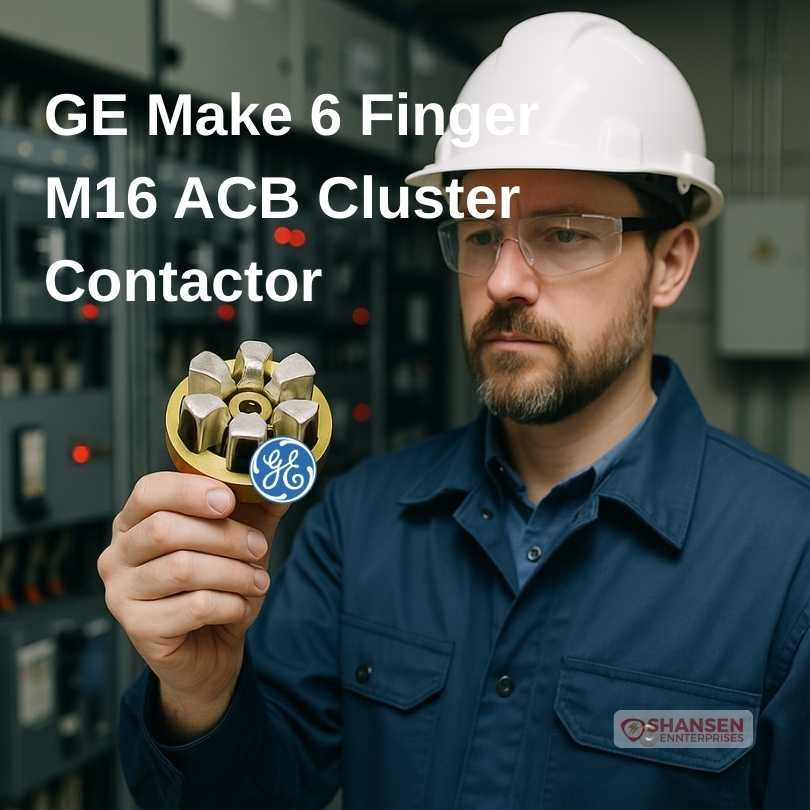 Electrical engineer inspecting GE Make 6 Finger M16 ACB Cluster Contactor in a control room
