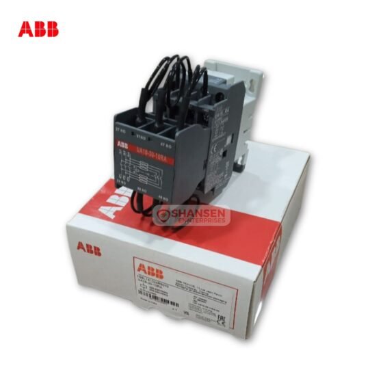 ABB UA16-30-10RA capacitor switching contactor on factory box; 3-pole AC-6b with damping resistors, coil 220–230V 50Hz / 230–240V 60Hz
