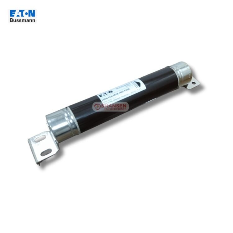 Eaton Bussmann 12AHGHC63/BI high-voltage HRC “air” fuse link, 12 kV 63 A, striker/indicator version with BS tag terminals – supplied by Shansen Enterprises