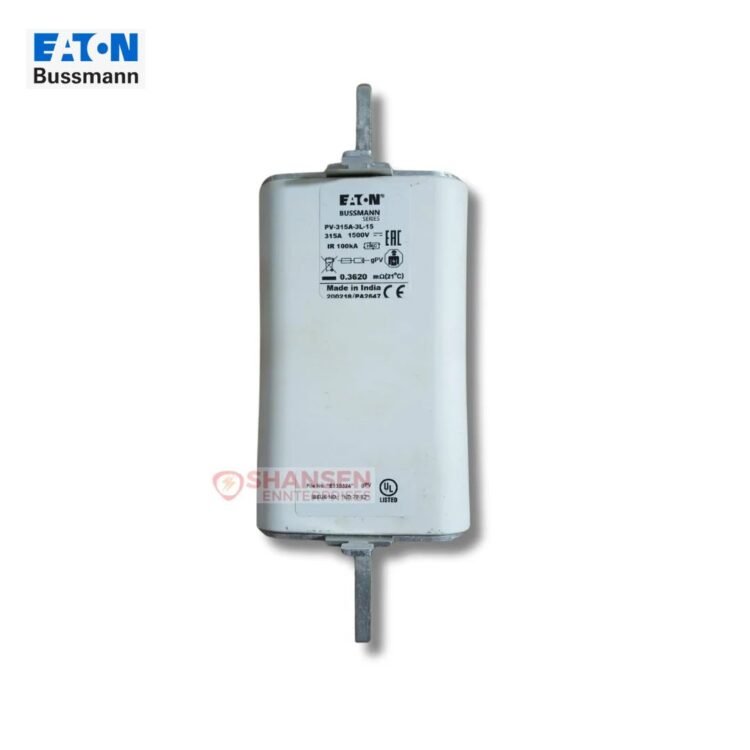 Eaton Bussmann PV-315A-3L-15 gPV high-speed photovoltaic fuse, 315A 1500V DC, 3L blade connections with indicator
