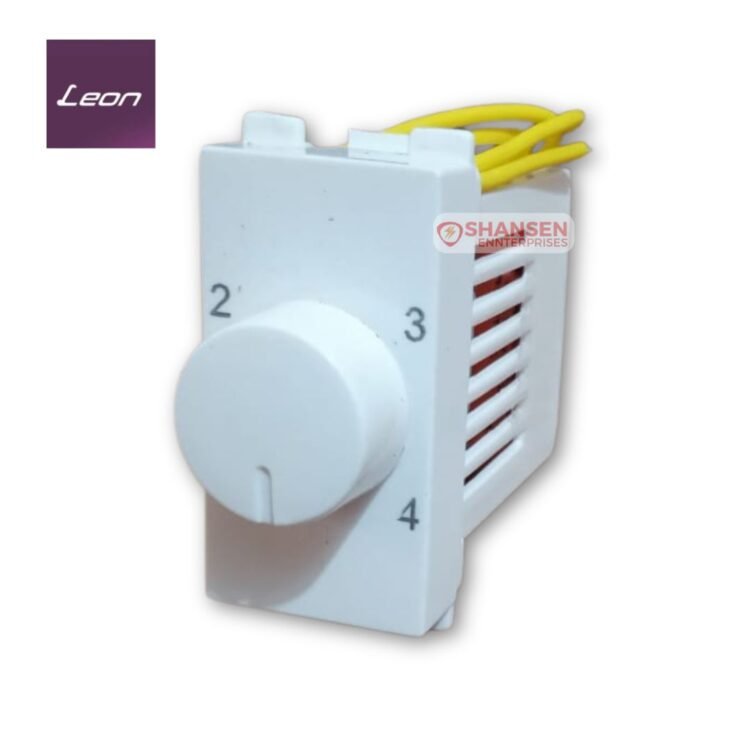 Leon SDM-1 Step Type Fan Regulator in Glossy White – 1 Module