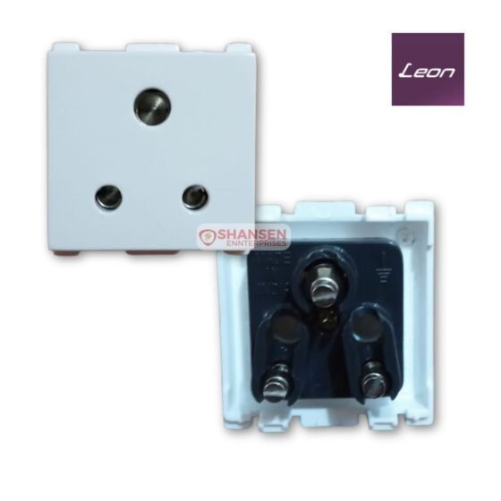 Leon SO-6 6A Universal 3-Pin Socket in Glossy White by Shansen Enterprises