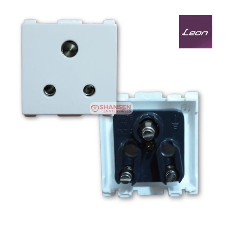 Leon SO-6 6A Universal 3-Pin Socket in Glossy White by Shansen Enterprises