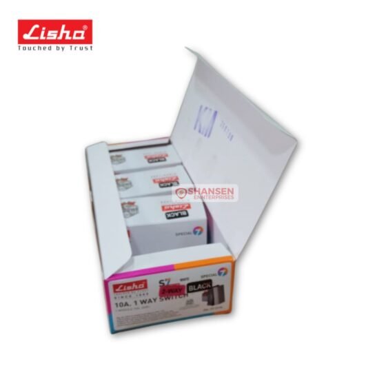 Open box of Lisha 10A 2 Way Black Switches (1 Module, 240V) – Shansen Enterprises