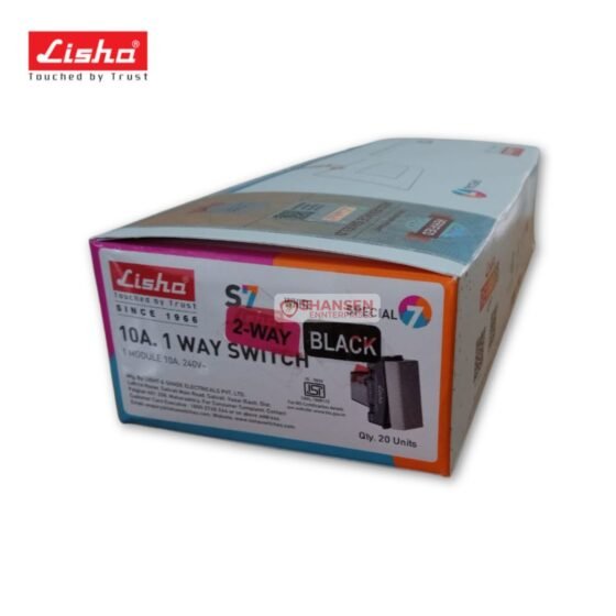 Lisha 10A 2 Way Switch Black – Pack of 20 Units with ISI Mark – Shansen Enterprises