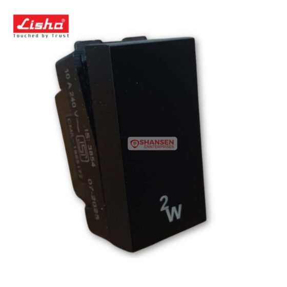 Lisha 10A 2 Way Switch in black color, 1 module, ISI certified – Shansen Enterprises