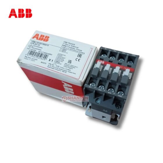 ABB A16-30-10 3-pole contactor with original box, screw terminals and built-in 1NO auxiliary (13NO/14NO); coil 220–230V 50Hz / 230–240V 60Hz — Shansen Enterprises India