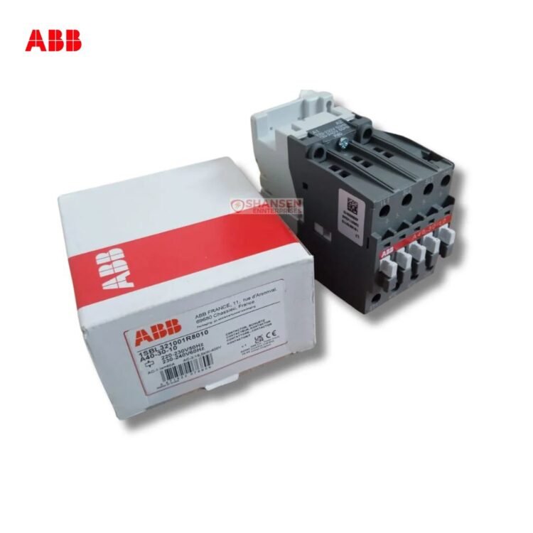 ABB A40-30-10 contactor with original ABB box, 3-pole 1NO, coil 220–230V 50Hz / 230–240V 60Hz for 3-phase motor control