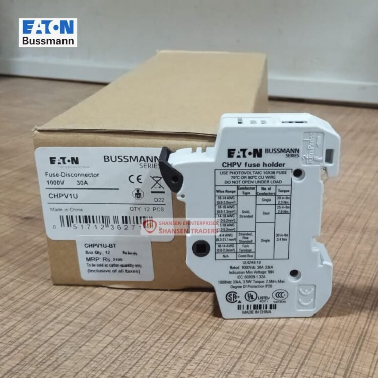 Eaton Bussmann CHPV1U photovoltaic fuse holder with packaging β modular single-pole 1000 VDC 30A