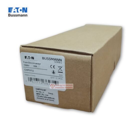 Eaton Bussmann CHPV1U photovoltaic fuse holder boxed — modular single-pole 1000 VDC 30A (packaging view)