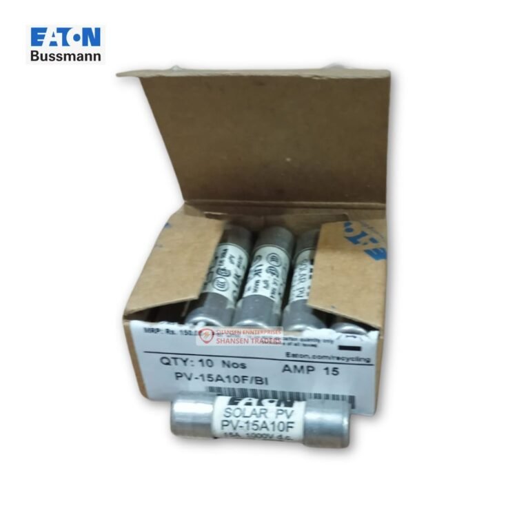 Open box Eaton Bussmann PV-15A10F photovoltaic fuses (10 pcs) – 15A 1000VDC Class gPV | Authorized Eaton Channel Partner India