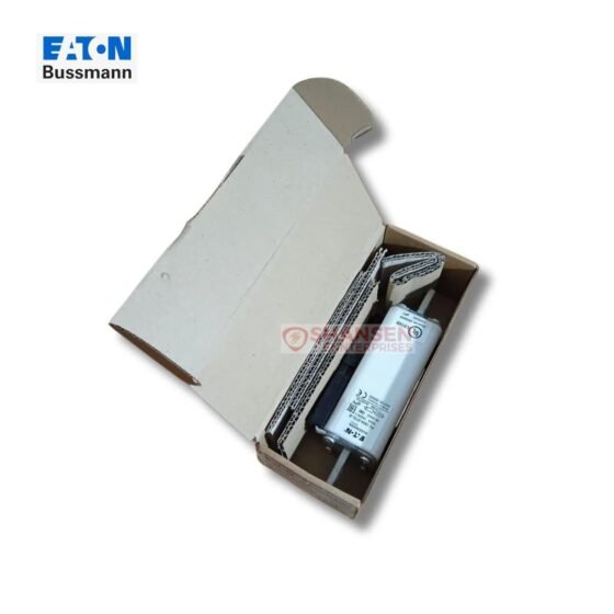 Eaton Bussmann PV-160A-01XL-B photovoltaic gPV fuse, 160A 1000V DC, shown in open box with protective packaging – Shansen Enterprises