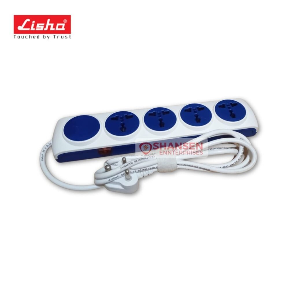 Lisha FUTURA 6A Power Strip / Extension Board – 4 International Sockets (4+1 Master/4+4 Individual Switches), 2m Cable, Indicators, Resettable Thermal Tripper Overload Protection – Made in India