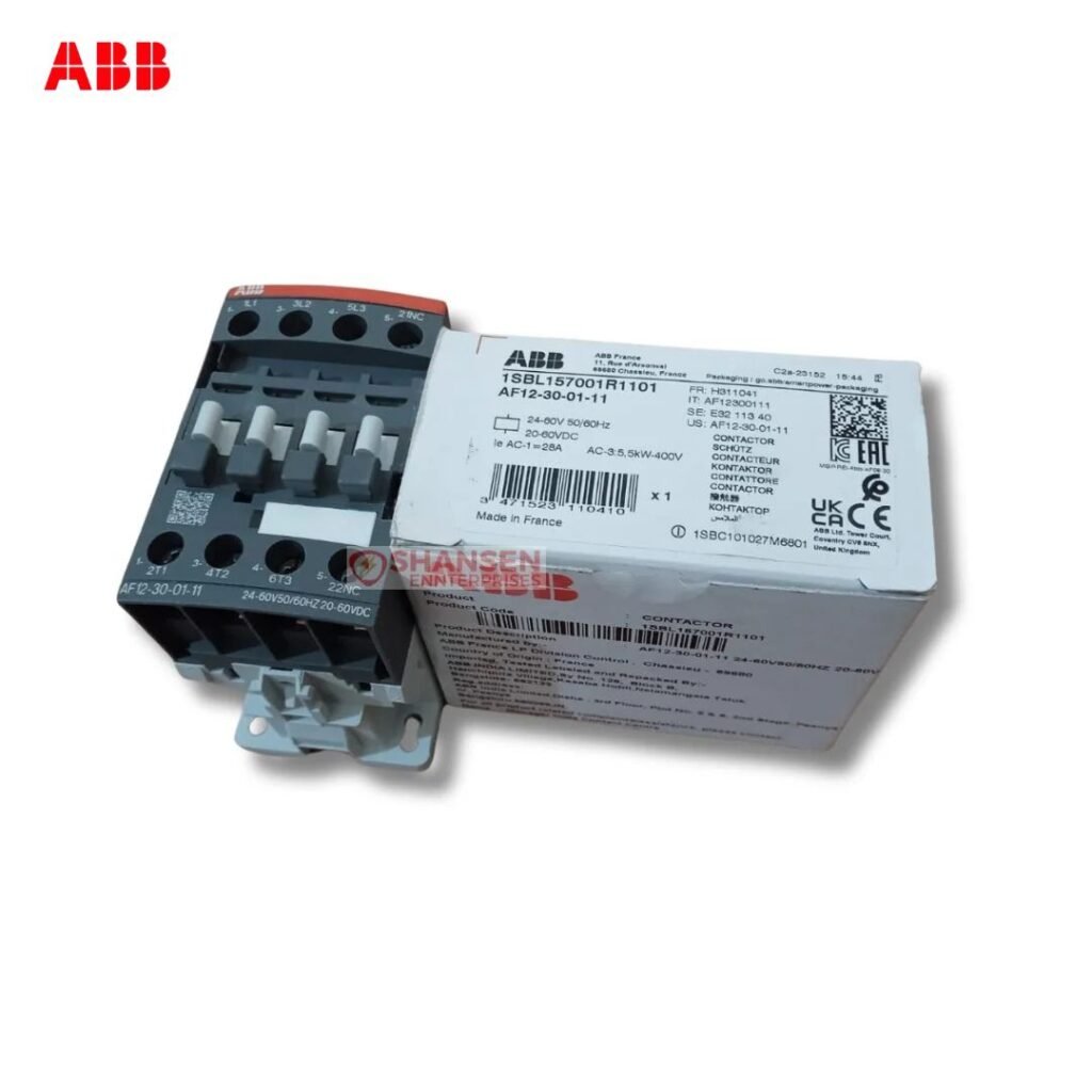 ABB AF12-30-01-11 Contactor 24–60V AC/DC with Packaging | 3 Pole 5.5kW Motor Control | Shansen Enterprises India