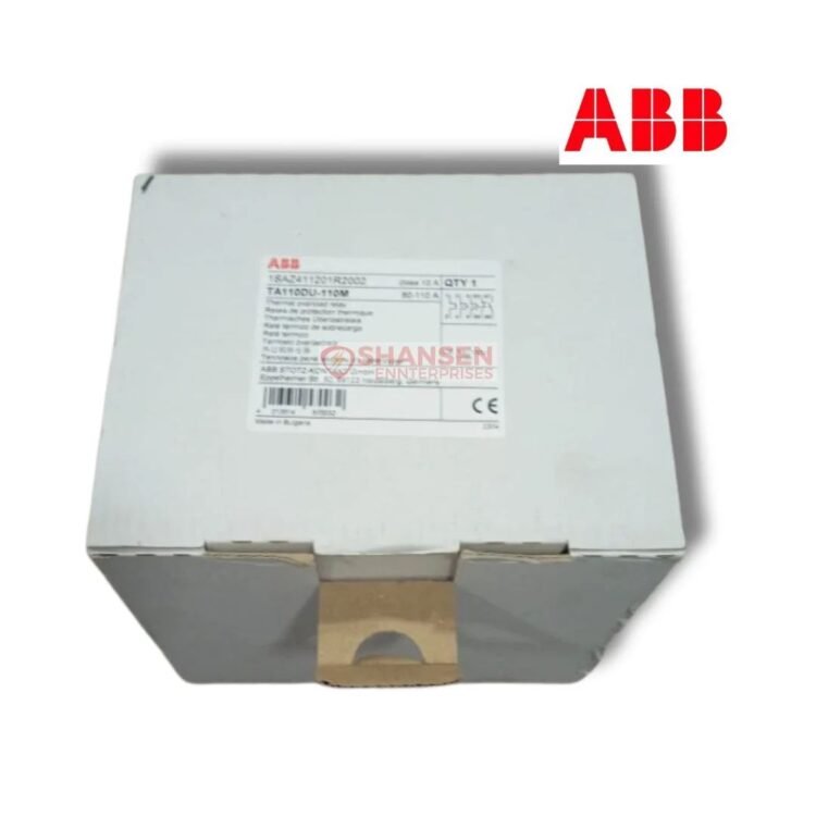 ABB TA110DU-110 Thermal Overload Relay box packaging for motor protection, available through Shansen Enterprises, Coimbatore