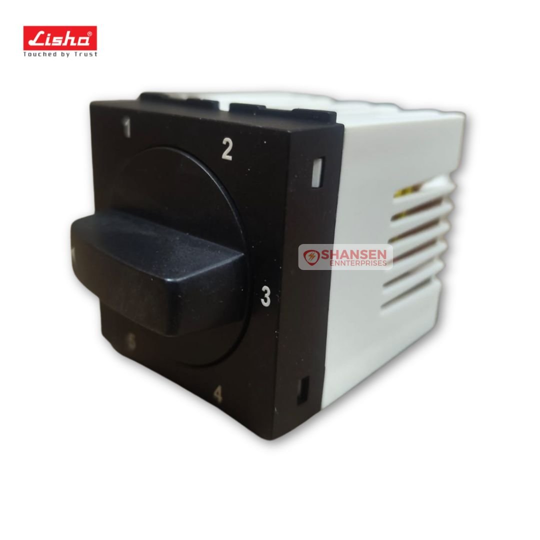 Lisha Matt Black 5 Step Fan Regulator Close-up – 2 Module 240V Full Rotary Type from Lisha Special 7 Range by Shansen Enterprises