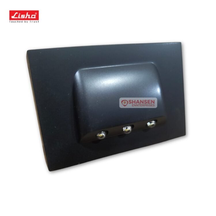 Lisha matt black 3-module LED step marker light with three visible LEDs and sleek FR polycarbonate body โ 240V, ideal for homes, offices and hospitality (Made in India)