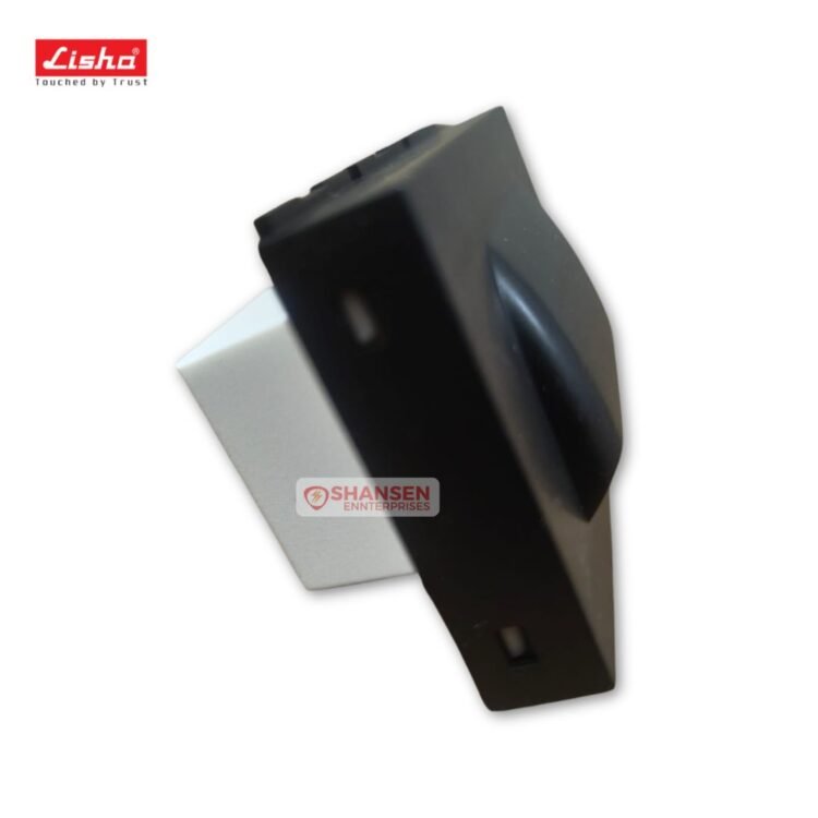 Side view of Lisha matt black 3-module LED step maker light showing slim, ultra-modern frame and FR polycarbonate body โ Made in India, 240V