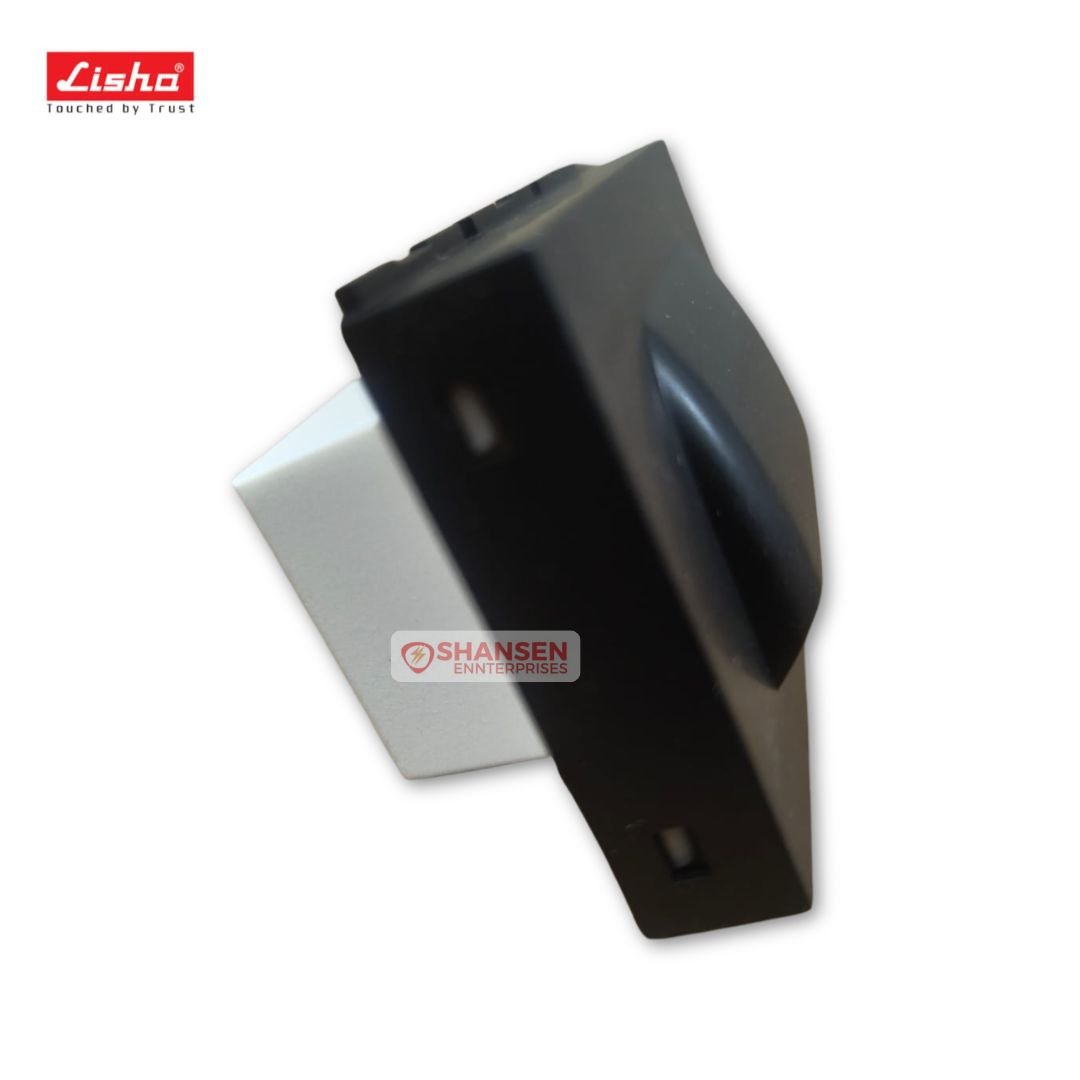 Side view of Lisha matt black 3-module LED step maker light showing slim, ultra-modern frame and FR polycarbonate body — Made in India, 240V