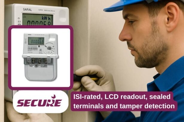 Electrician installing Saral Secure Meter — 240V single phase ISI-rated energy meter with LCD display, sealed terminals, and tamper detection-Shansen-Enterprises-Channel-Partner