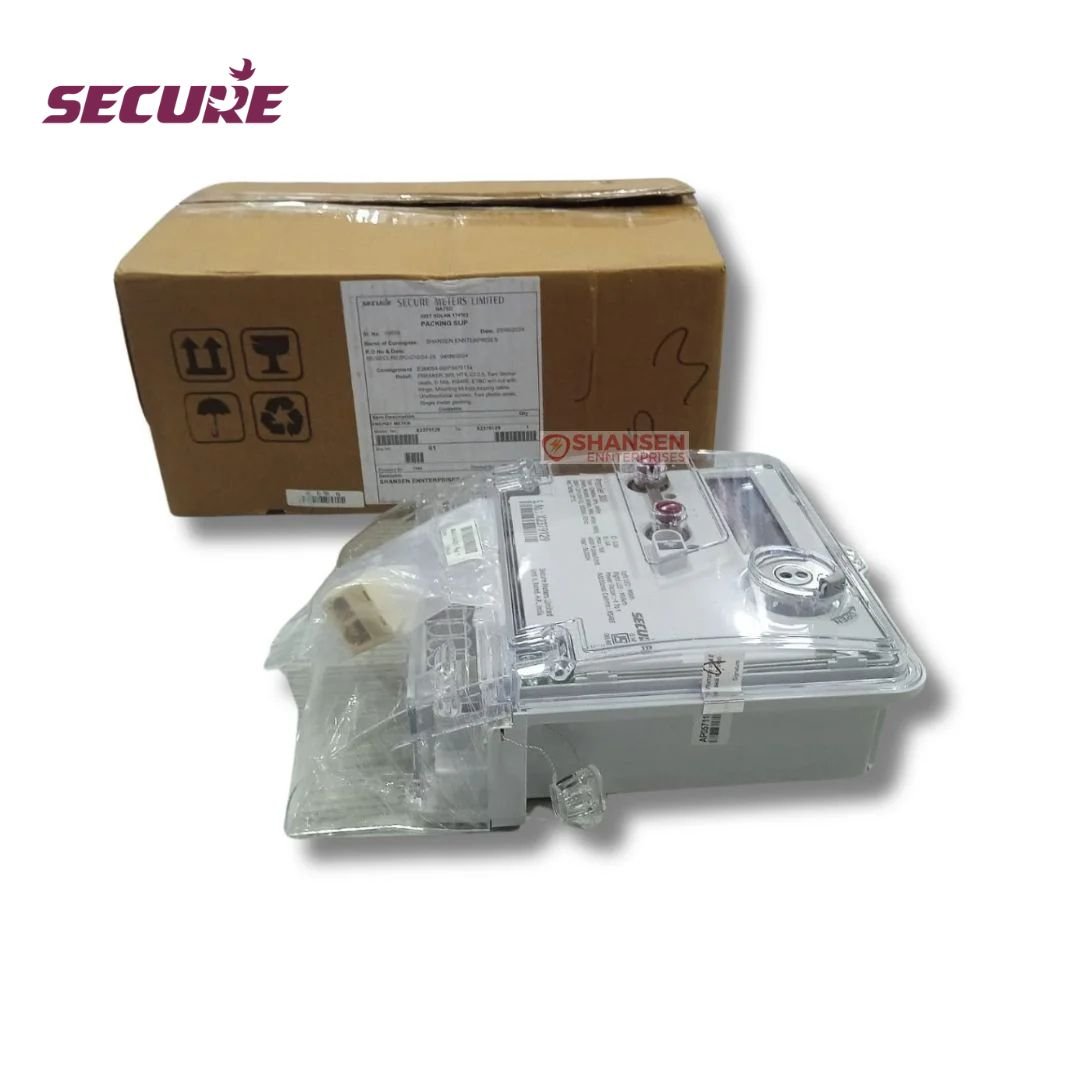 Secure Premier 300 CT/VT three-phase energy meter with original sealed box, DLMS and RS485 communication, supplied by Shansen Enterprises Coimbatore