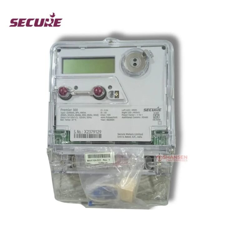 Secure Premier 300 CT/VT operated three-phase energy meter with LCD display, DLMS and RS485 communication, supplied by Shansen Enterprises India