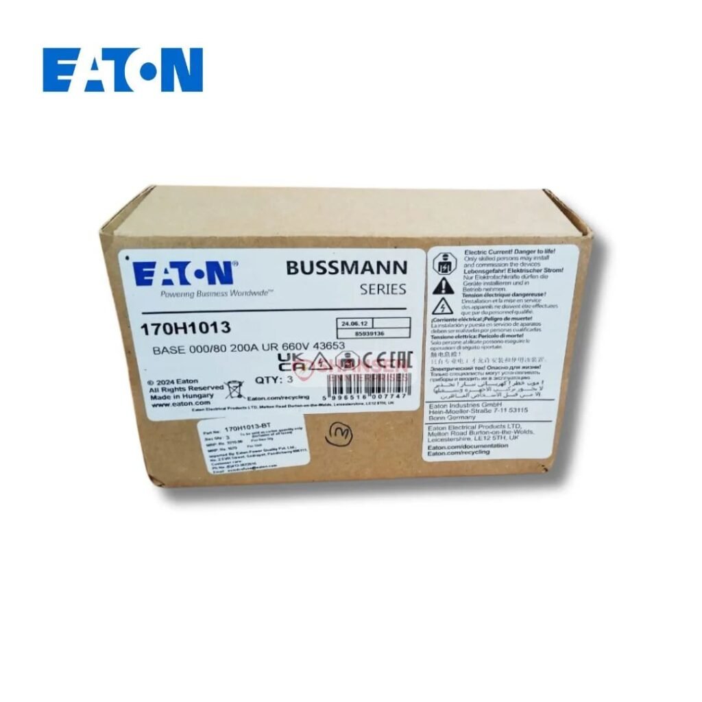 Eaton Bussmann 170H1013 fuse base original box pack 200A 690V high speed fuse holder made in Hungary, available at Shansen Enterprises India