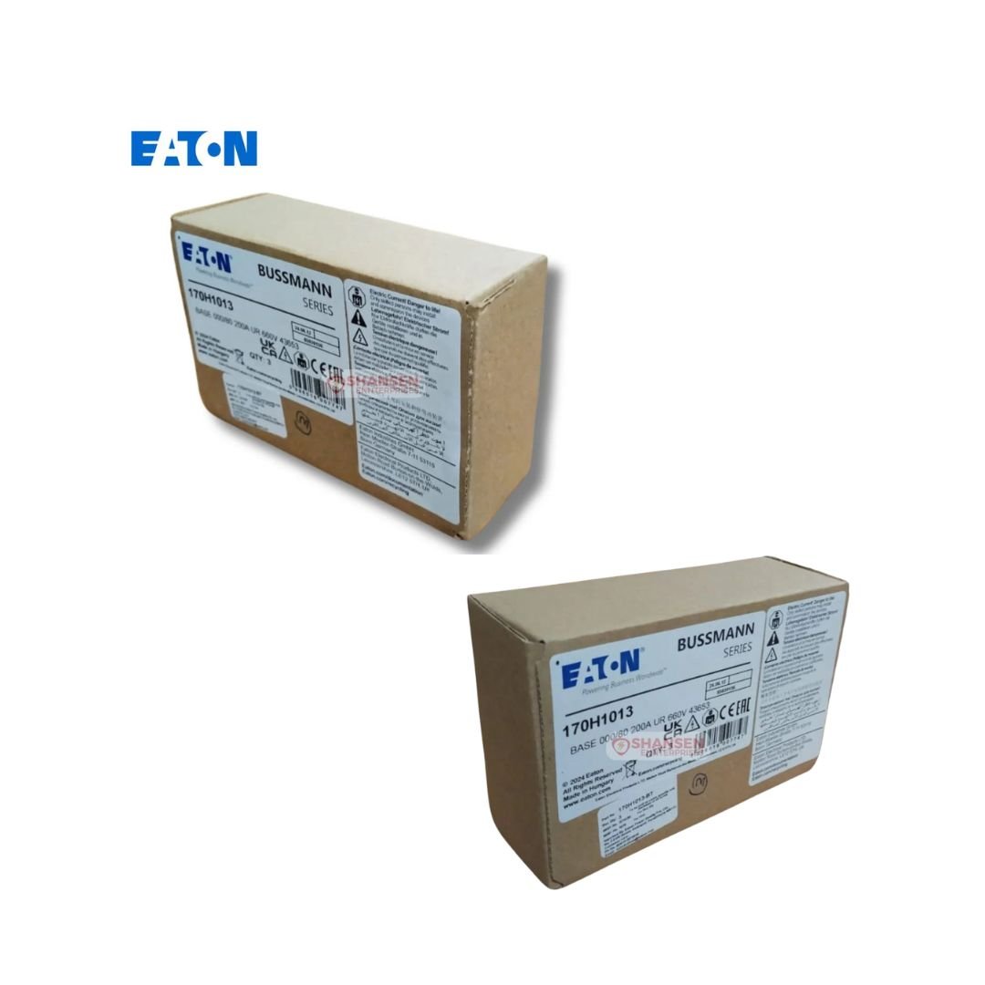 Eaton Bussmann 170H1013 high speed fuse base box packaging, 200A 690V original Eaton Bussmann series fuse holder boxes made in Hungary, available at Shansen Enterprises India