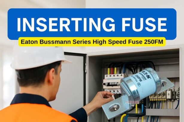 Engineer inserting Eaton Bussmann 250FM high speed fuse into electrical panel — industrial installation and protection by Shansen Enterprises India