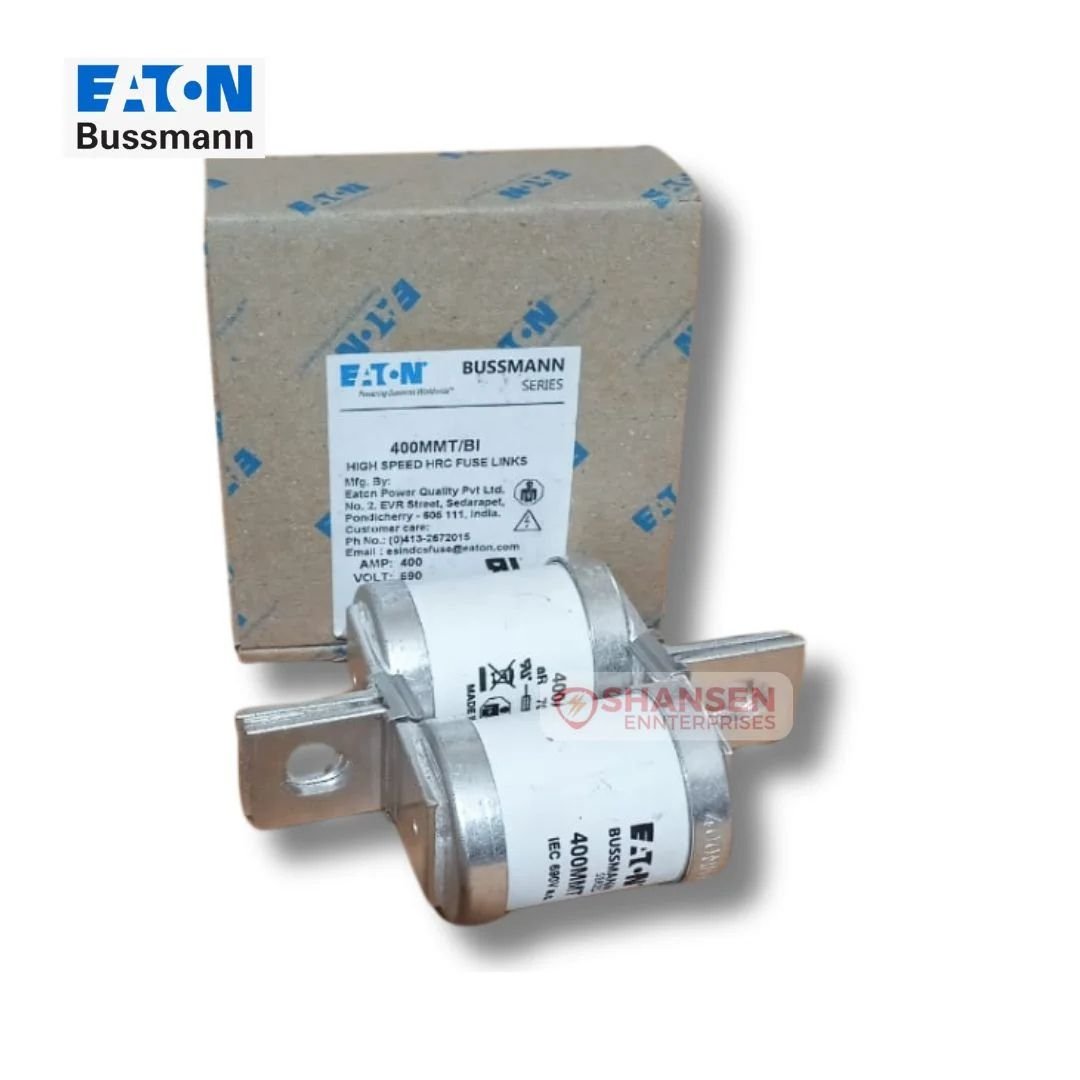 Eaton Bussmann 400MMT High-Speed HRC Fuse Link with original packaging box from Shansen Enterprises Coimbatore authorized Eaton dealer