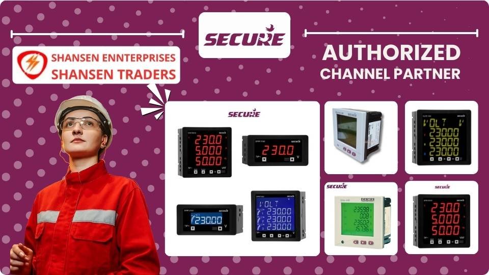 Secure digital energy meters and power monitoring devices supplied by Shansen Enterprises, authorized Secure channel partner in Coimbatore