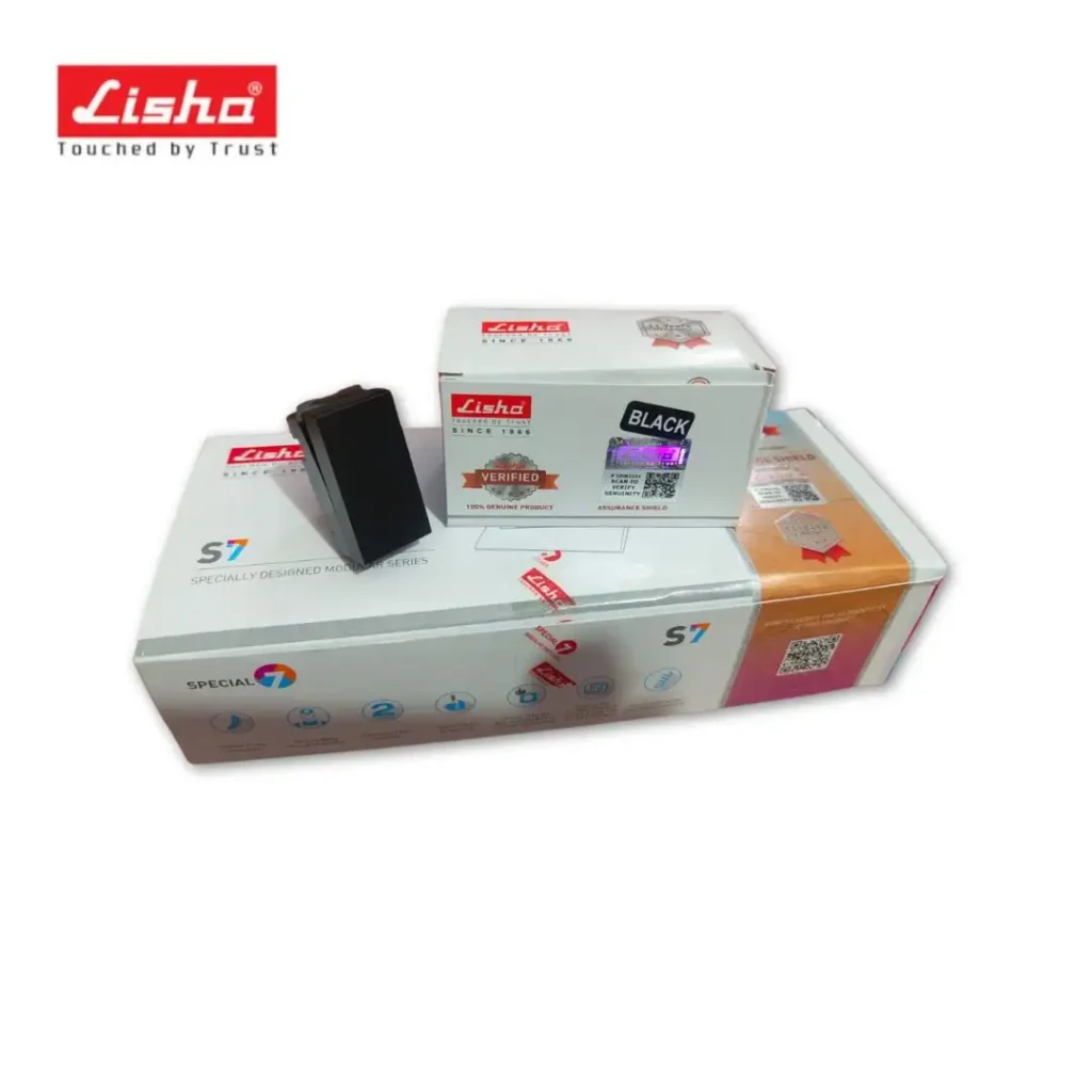 Lisha Zen Modular 10A 1 Way Black Switch
