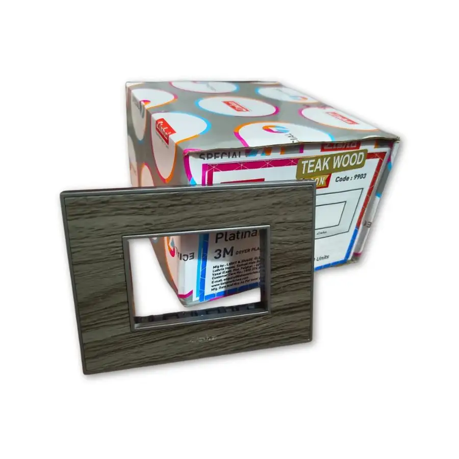 Lisha Platina ICON Series Teak Wood Cover Plate 3 Module